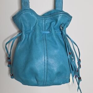 Lucky Brand Vintage Blue Drawstring Tassel Crossbody Bag